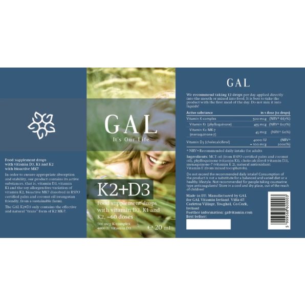 GAL K2+D3 Vitamin Drops (60 doses)